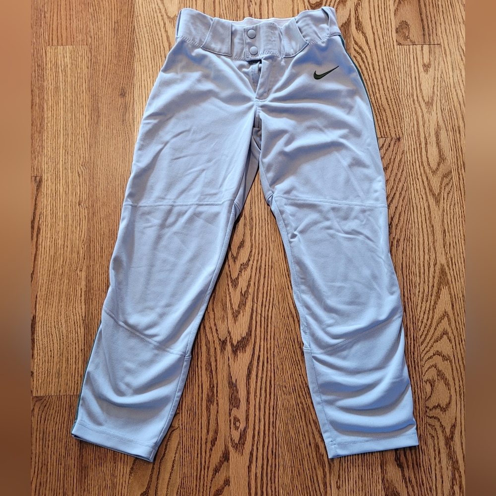 Nike Youth baseball pants with green  piping (Like New)